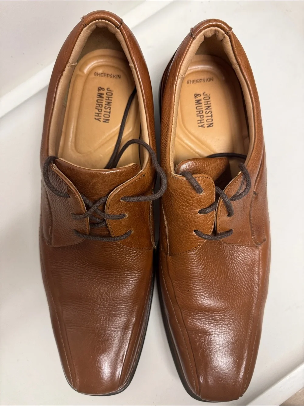 Johnston & Murphy Tilden Lace-Up Tan/Brown Leather Derby Dress Shoes